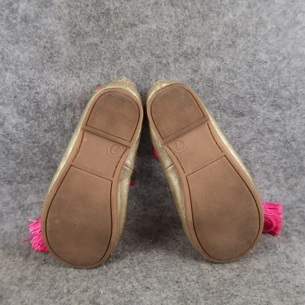 Oshkosh B'Gosh Shoes Toddler Baby 7 Ballet Flats Zip Tie Tassel Metallic Pink